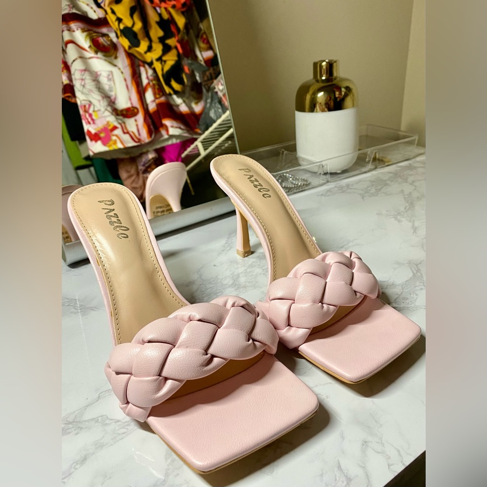 Pink Square Toe Mule
